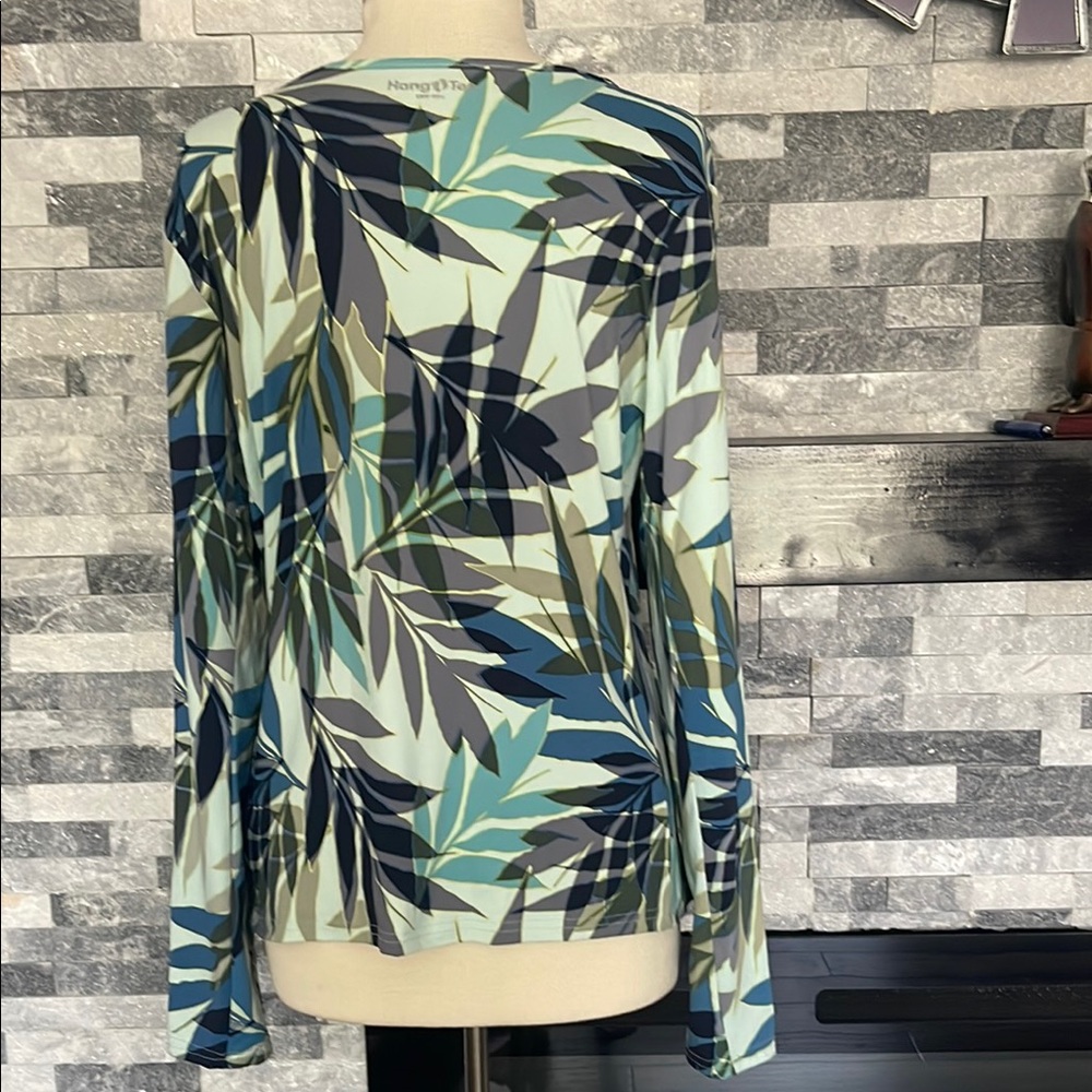 Hang Ten MINT MULTI-COLOR LEAF LONG SLEEVE SUN TEE L - Picture 2 of 7